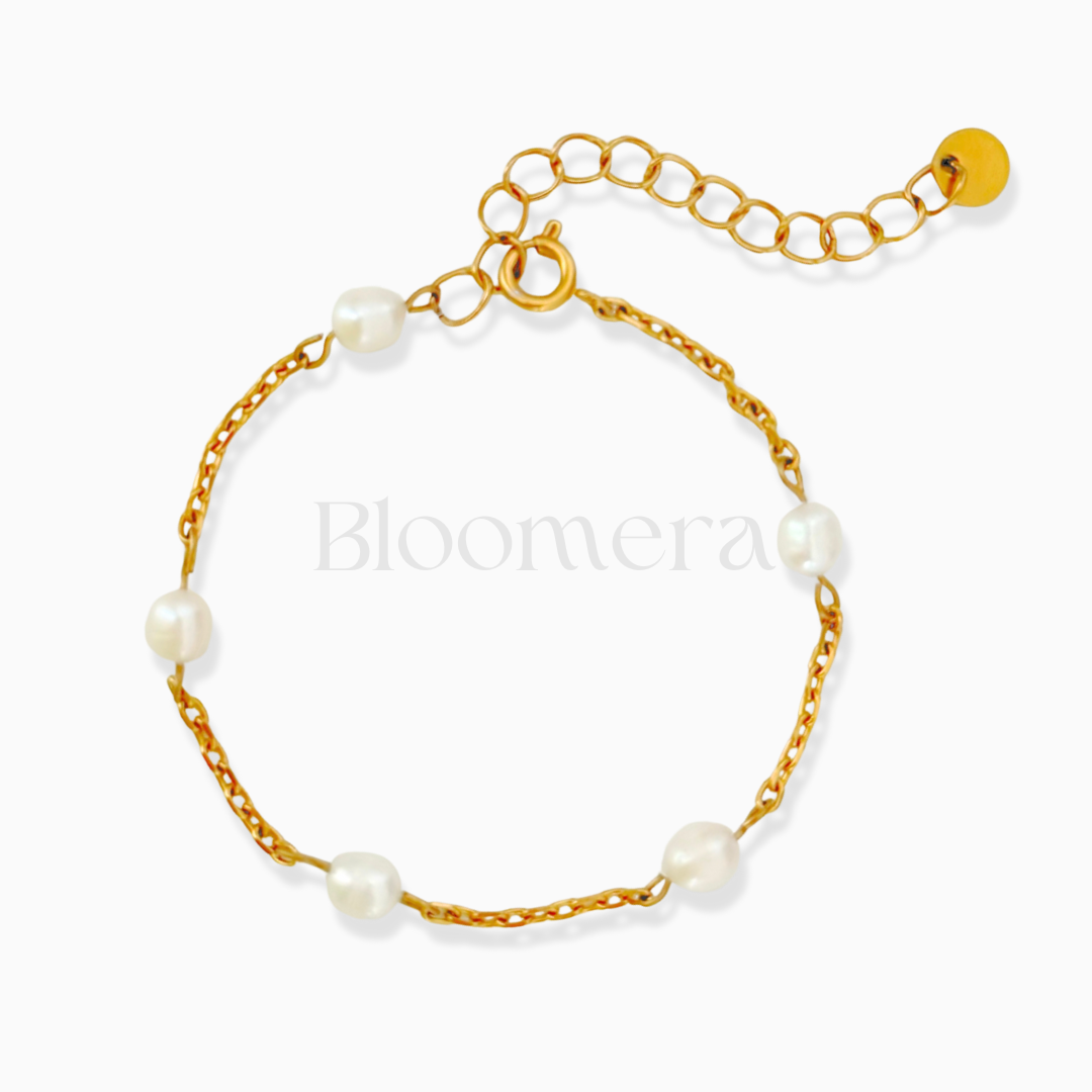 Pearl Chain 18K Gold Plated Stainless Steel Bracelet