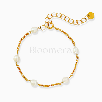 Pearl Chain 18K Gold Plated Stainless Steel Bracelet