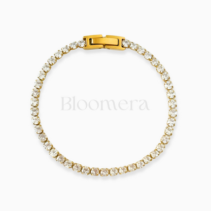 Cubic Zirconia 18K Gold Plated Stainless Steel Tennis Bracelet