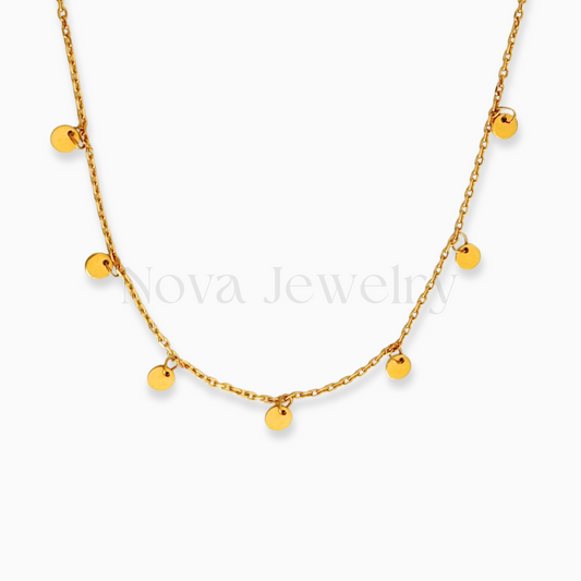 Round Dangle Disc 18K Gold Plated Stainless Steel Necklace