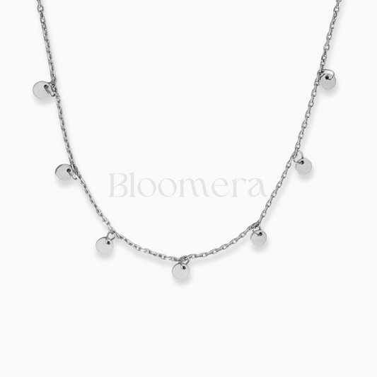 Round Dangle Disc Silver Stainless Steel Necklace