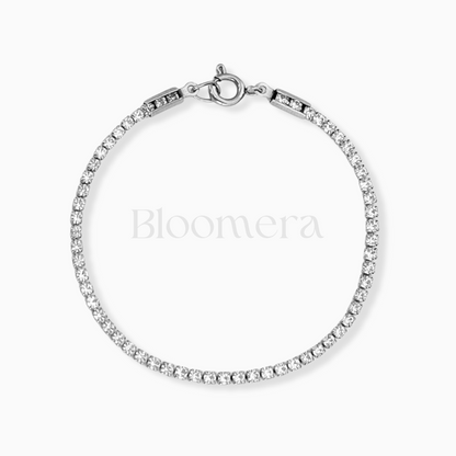 Cubic Zirconia Silver Stainless Steel Tennis Bracelet