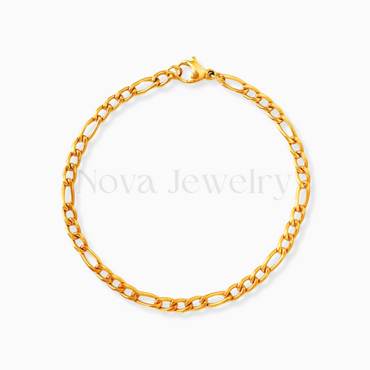 Figaro Chain 18K Gold Plated Stainless Steel Bracelet