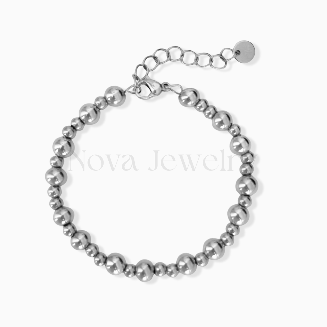 Round Ball Silver Stainless Steel Bracelet