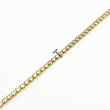 Cubic Zirconia 18K Gold Plated Stainless Steel Tennis Bracelet