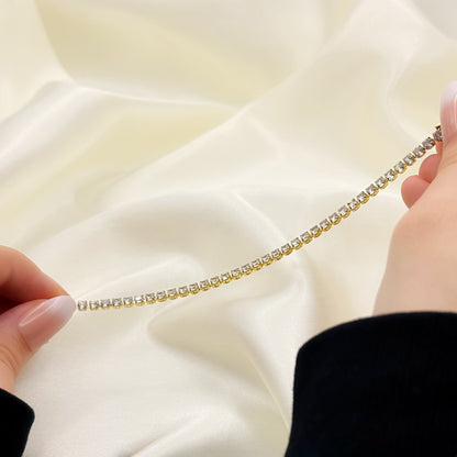 Cubic Zirconia 18K Gold Plated Stainless Steel Tennis Bracelet