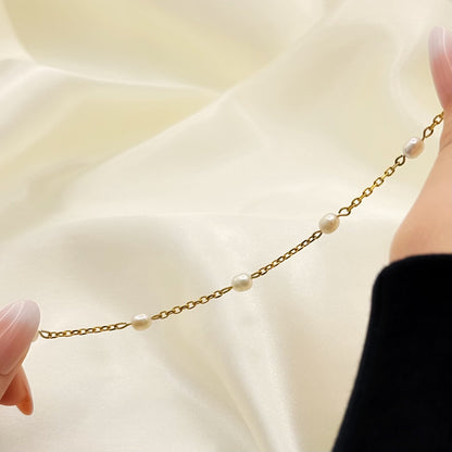 Pearl Chain 18K Gold Plated Stainless Steel Bracelet